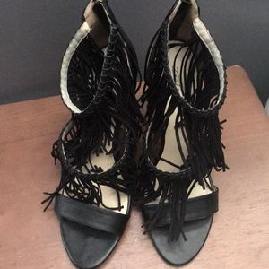 Ziggysoho black fringe heels